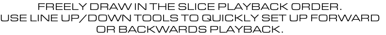 FREELY DRAW IN THE SLICE PLAYBACK ORDER. USE LINE UP/DOWN TOOLS TO QUICKLY SET UP FORWARD OR BACKWARDS PLAYBACK.