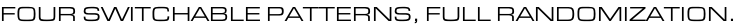 FOUR SWITCHABLE PATTERNS, FULL RANDOMIZATION.